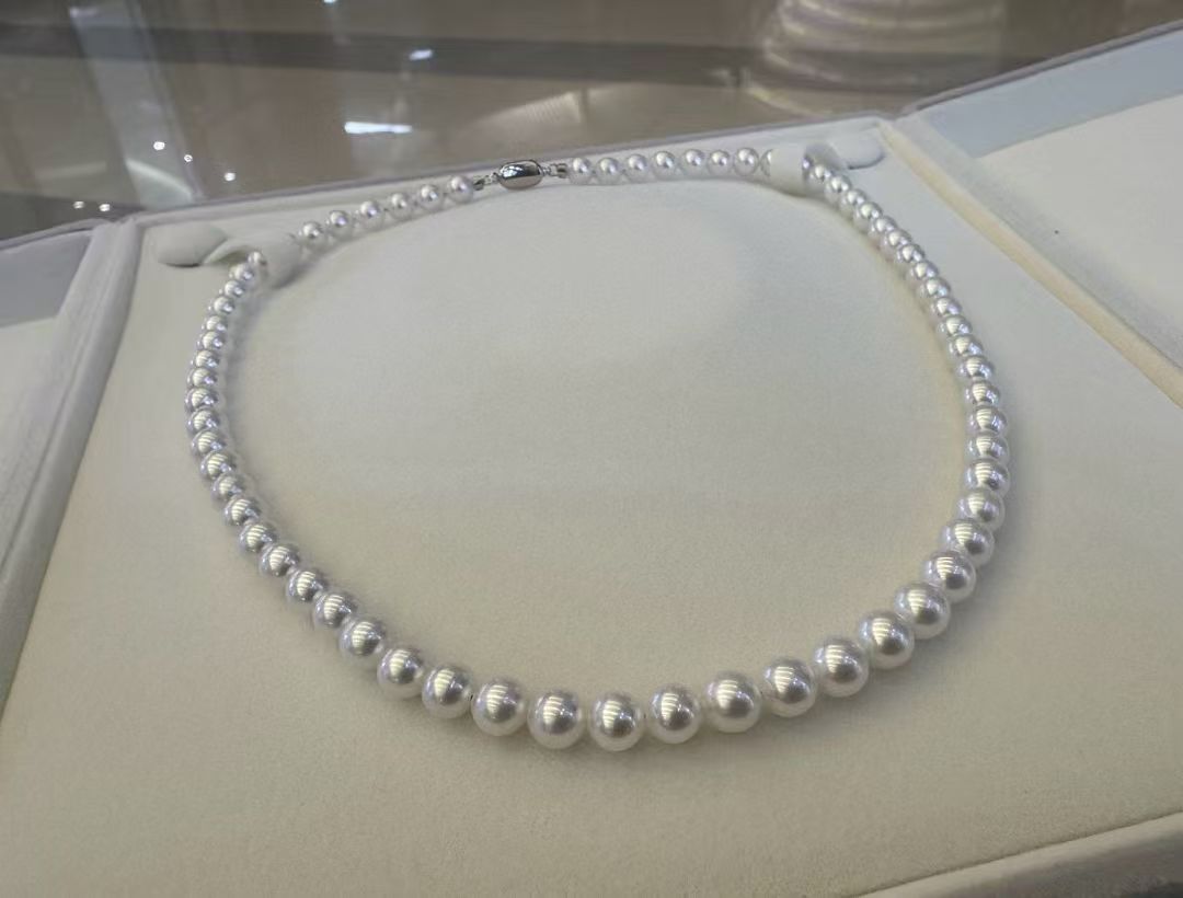 High quality candy color seawater Akoya pearls necklace