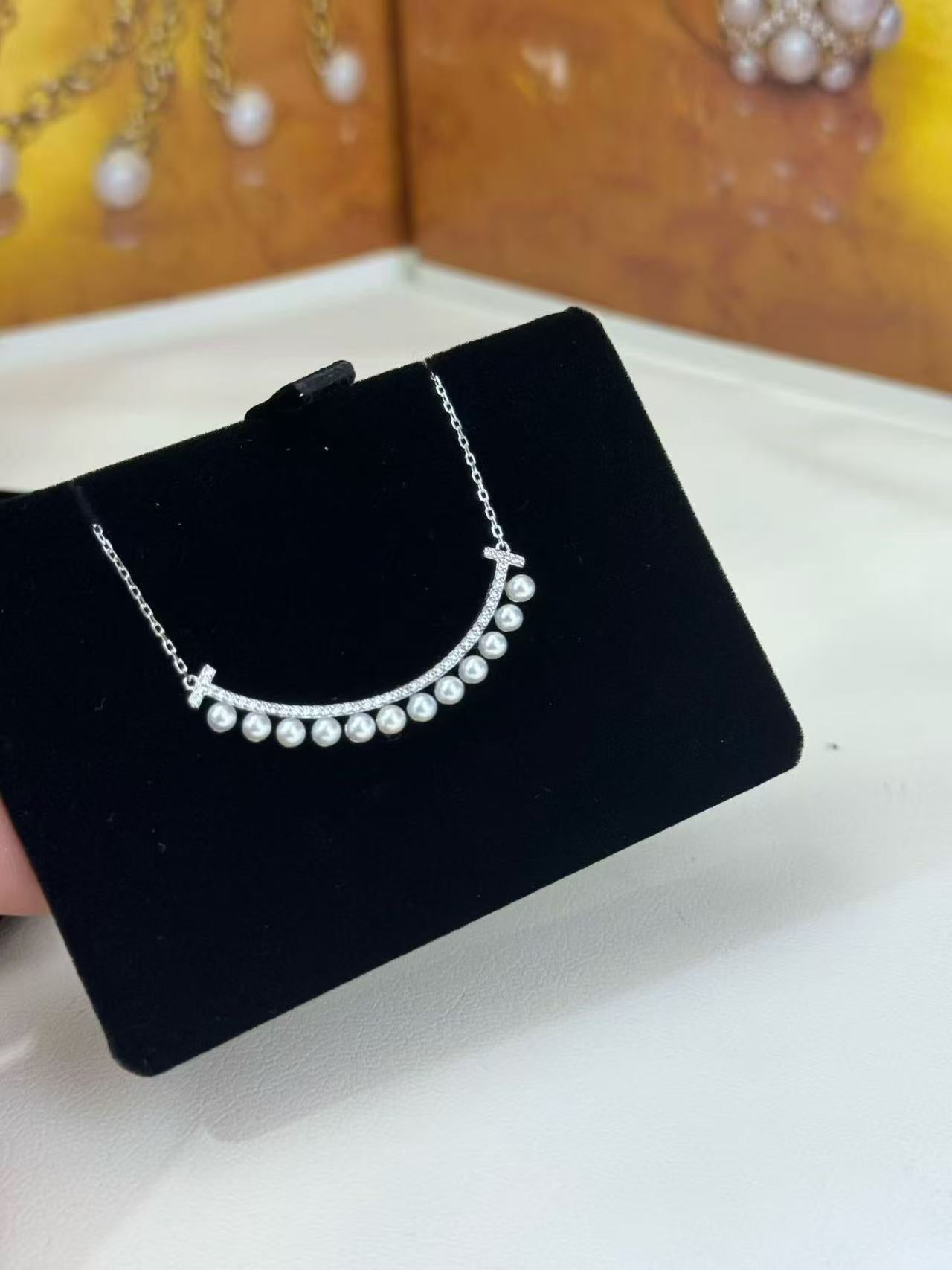 High quality candy color seawater Akoya pearls necklace