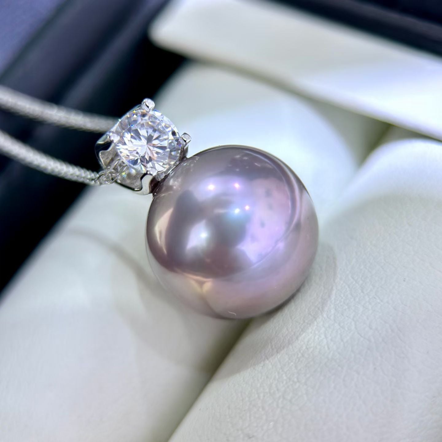 High quality light purple color Edison pearl pendant