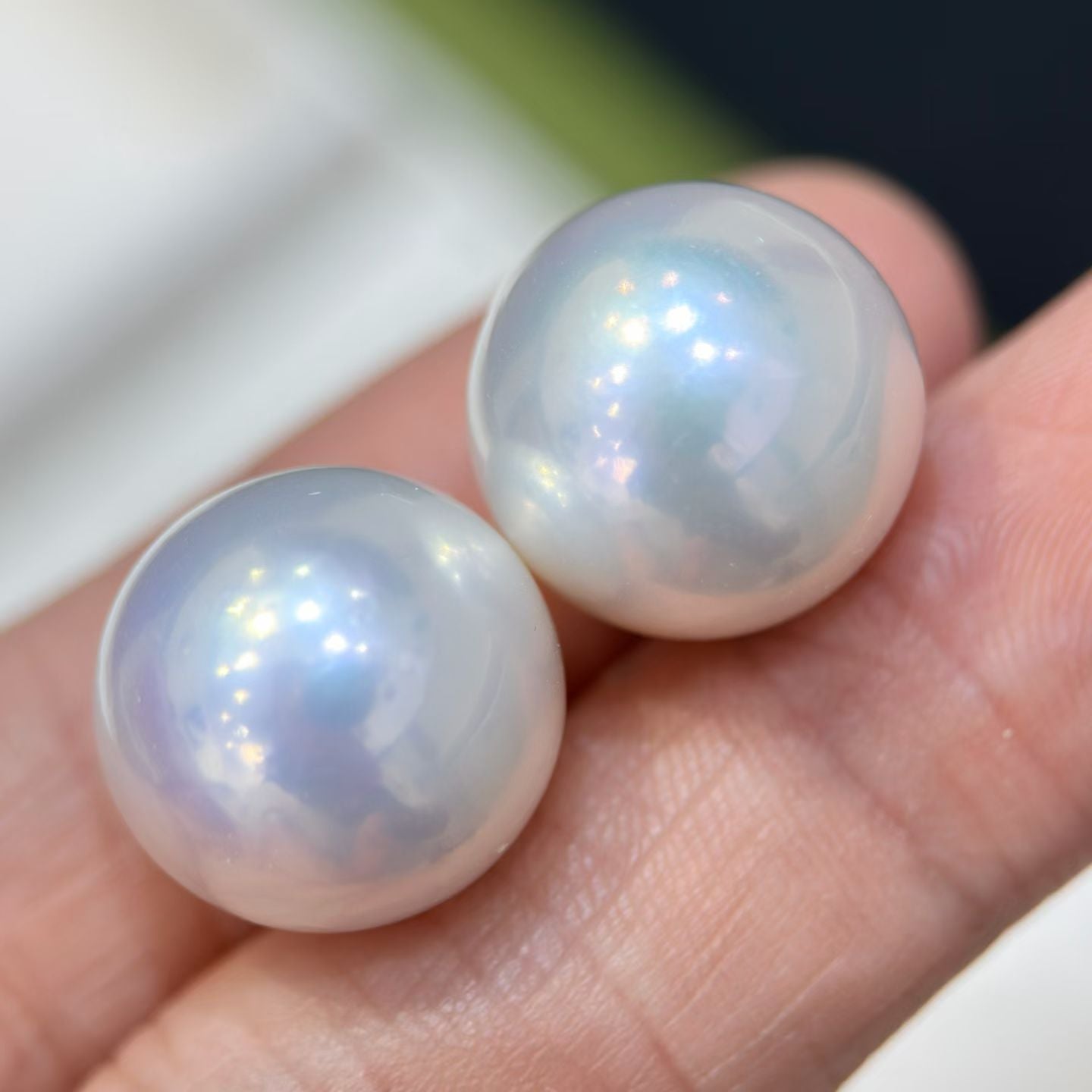 High quality aurora white color Edison pearls earrings studs