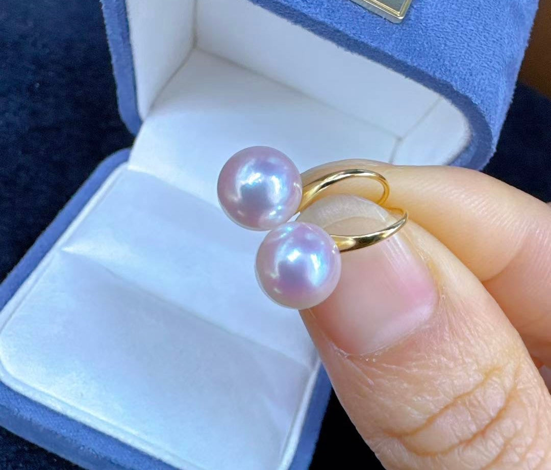 Top quality Sakura pink color seawater akoya pearls earrings