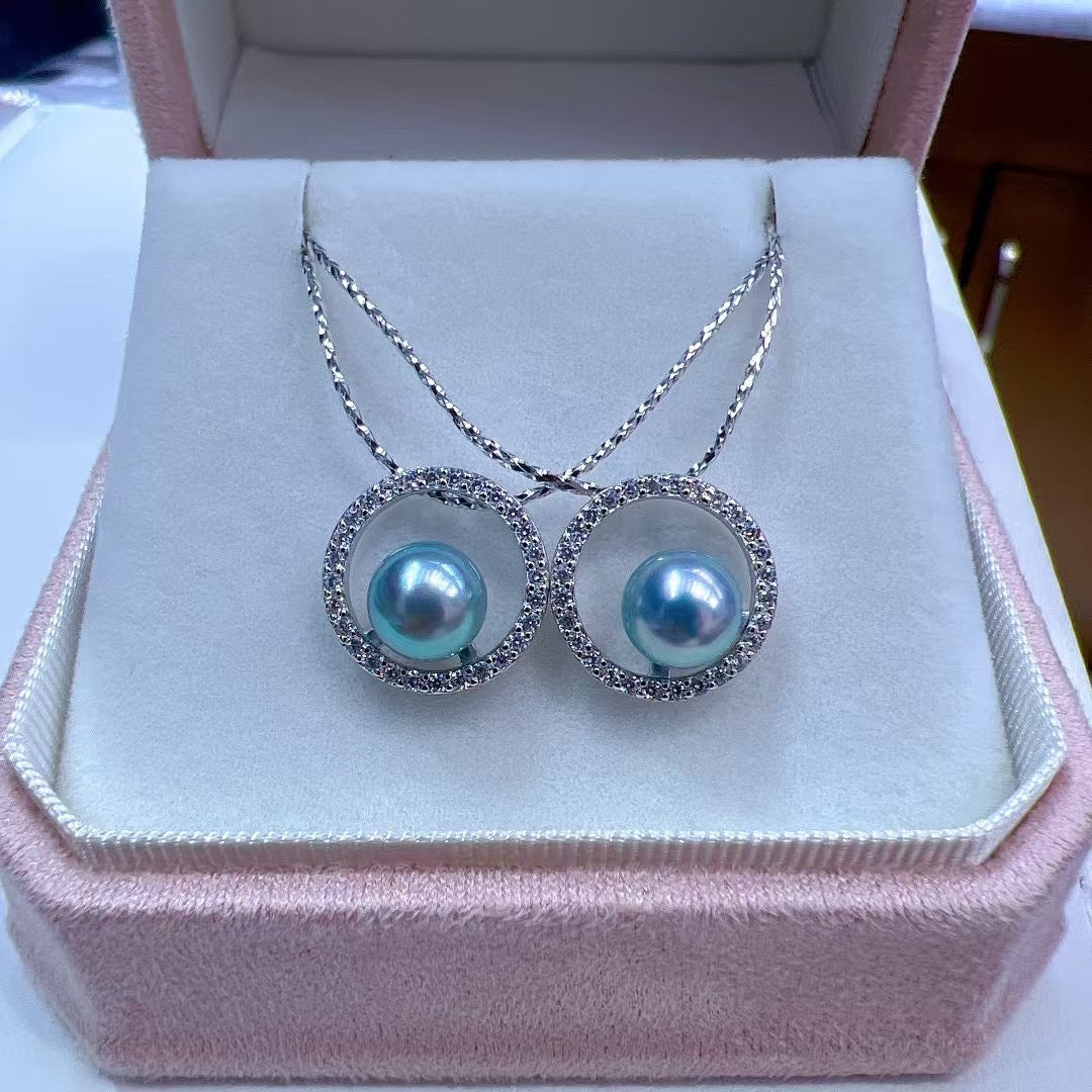 High quality silver blue color seawater MADAMA pearl pendant