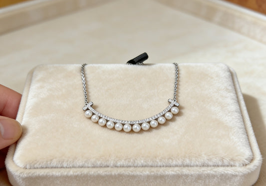 High quality candy color seawater Akoya pearls necklace