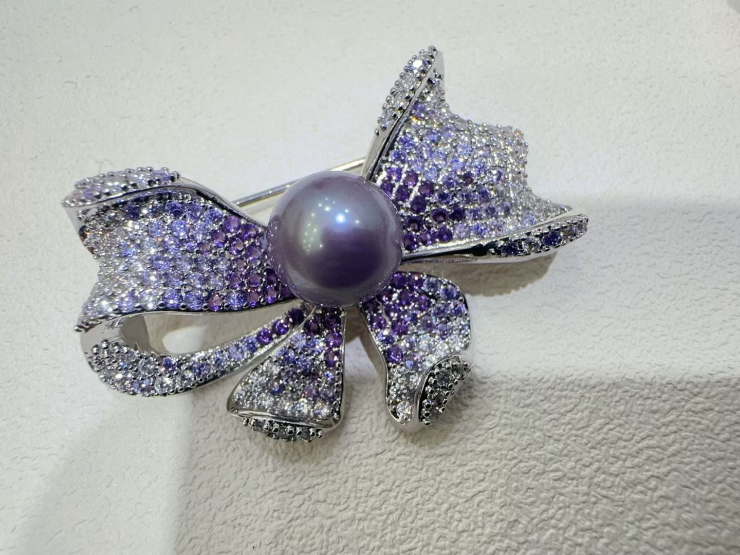 High quality purple color Edison pearl brooch