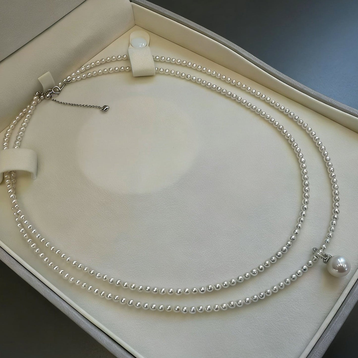 High quality aurora white color freshwater baby necklace & Edison pearl pendant a set