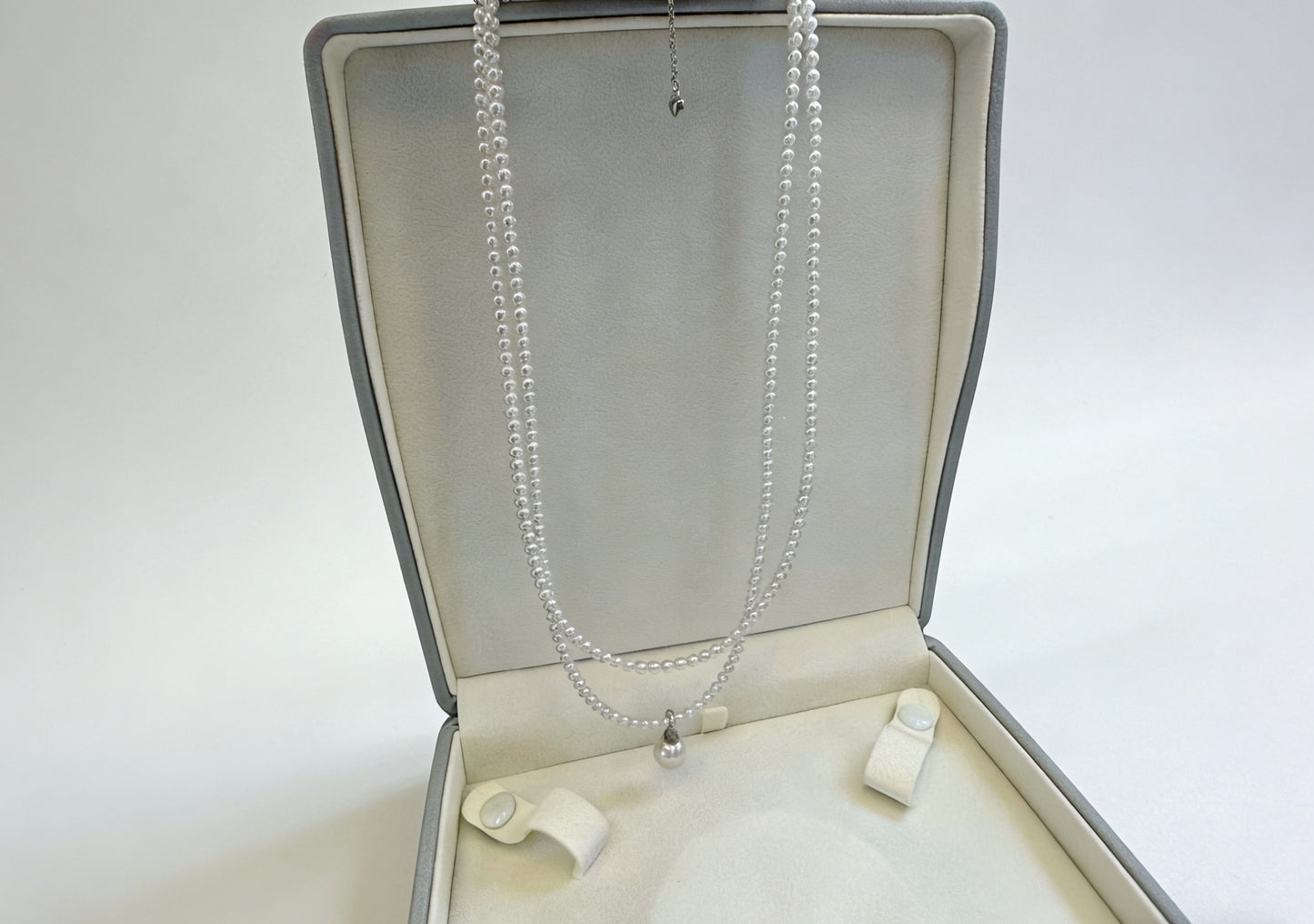 High quality aurora white color freshwater baby necklace & Edison pearl pendant a set