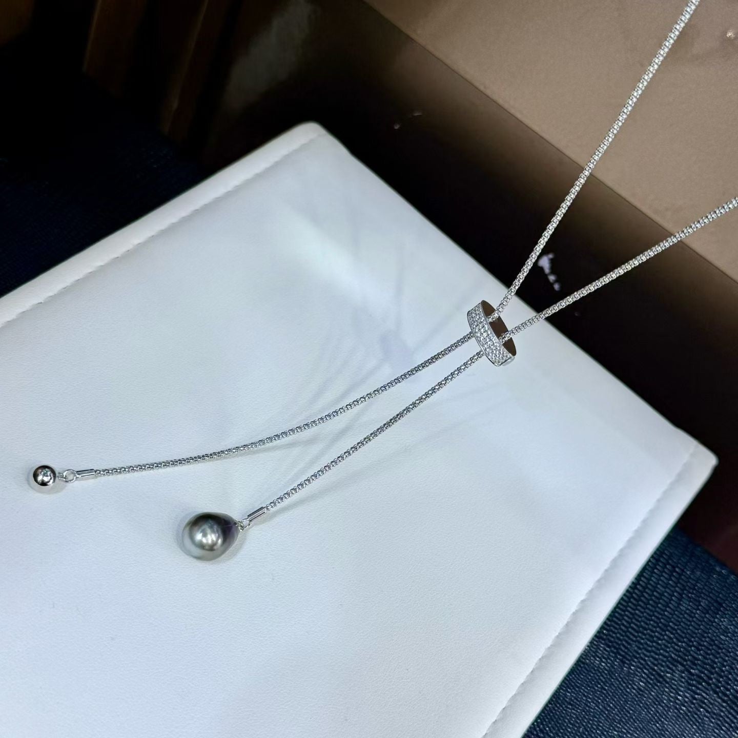 High quality black color teardrop Tahitian baroque pearl necklace