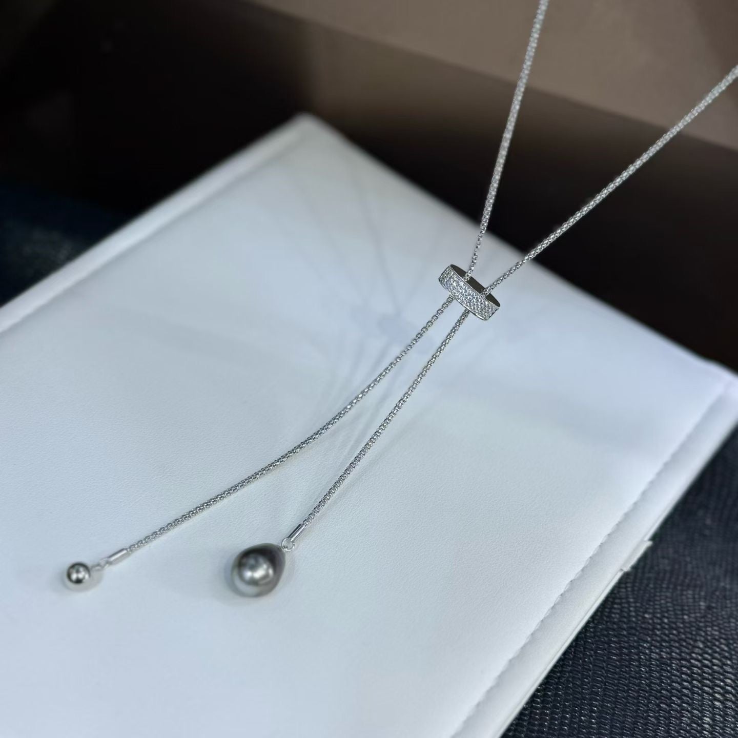 High quality black color teardrop Tahitian baroque pearl necklace