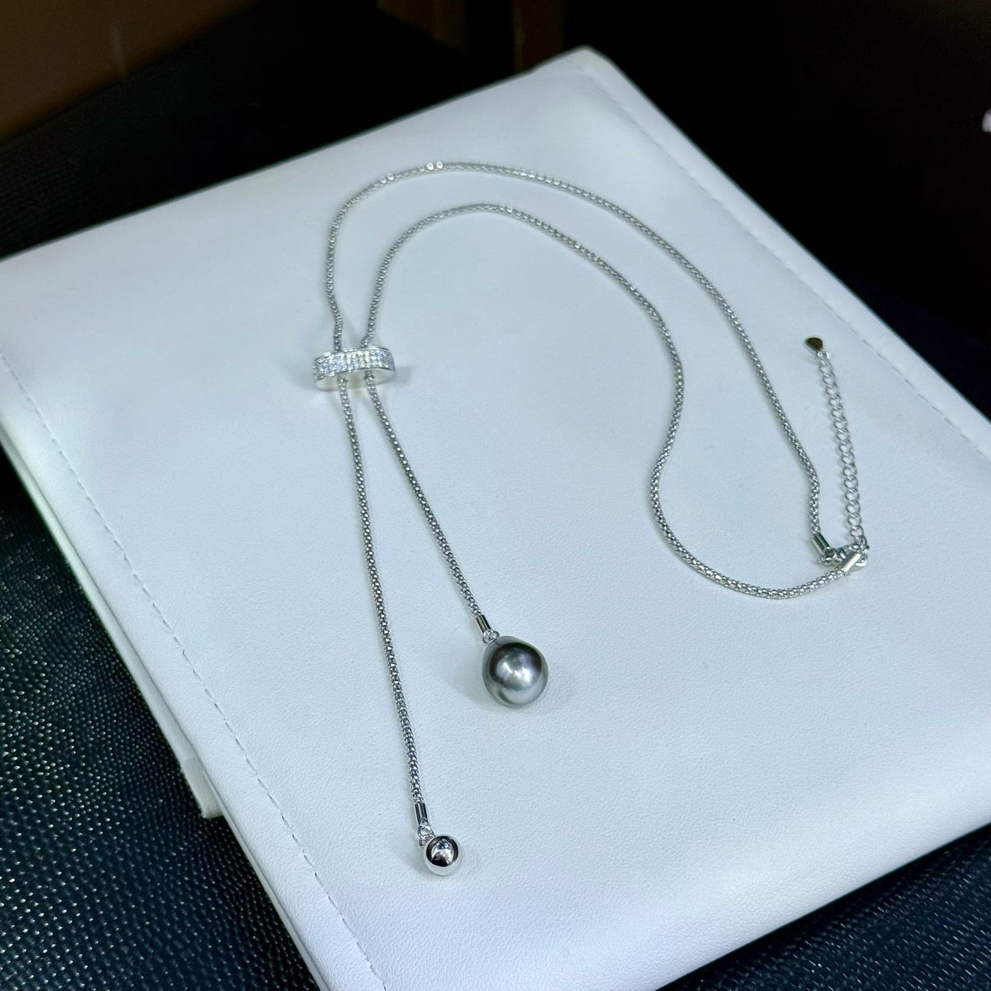 High quality black color teardrop Tahitian baroque pearl necklace