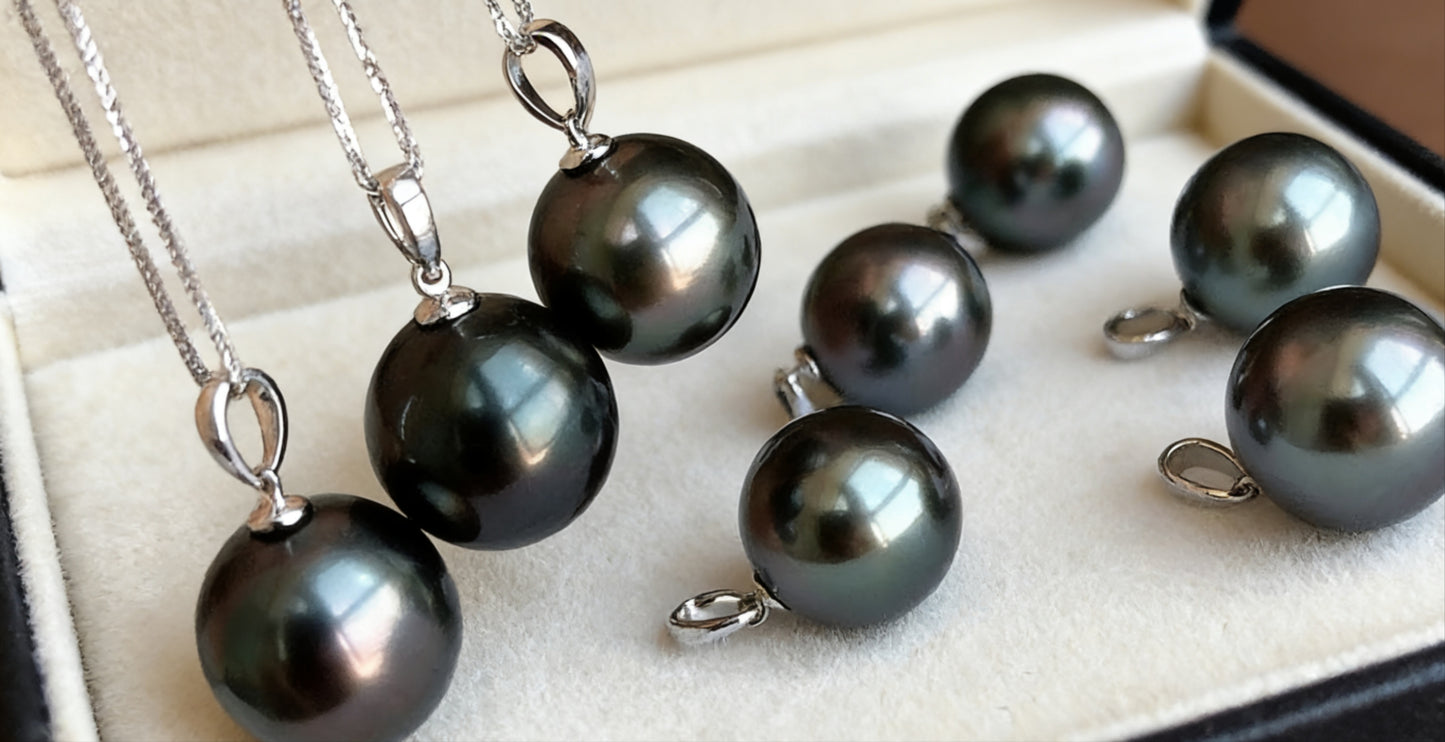 High quality aurora black color Tahitian pearls pendant