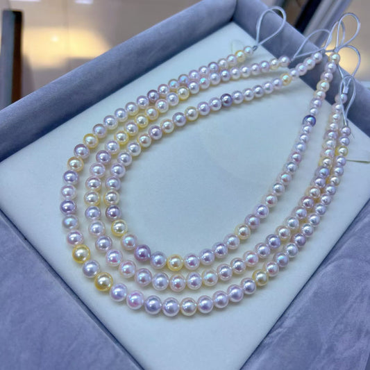 High quality candy color seawater akoya pearls necklaces