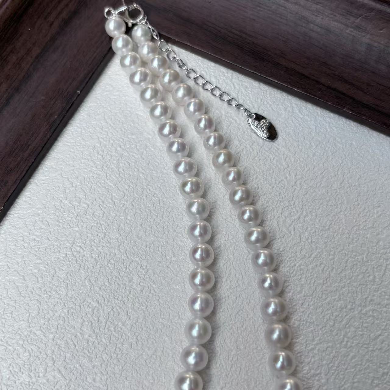 High quality aurora gradient color Edison pearls necklace