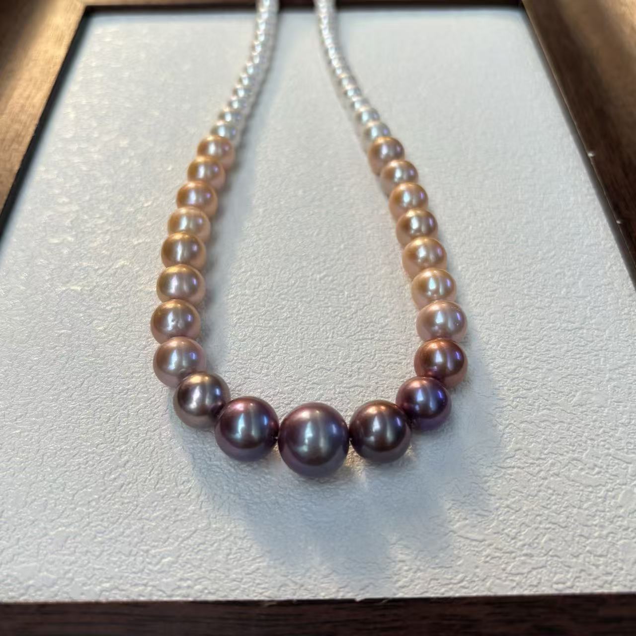 High quality aurora gradient color Edison pearls necklace