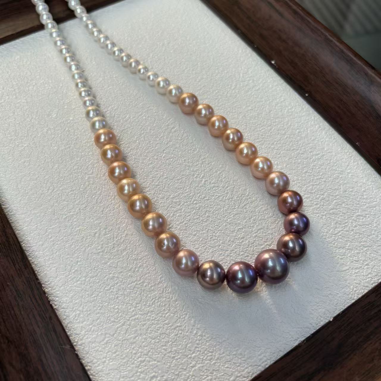 High quality aurora gradient color Edison pearls necklace