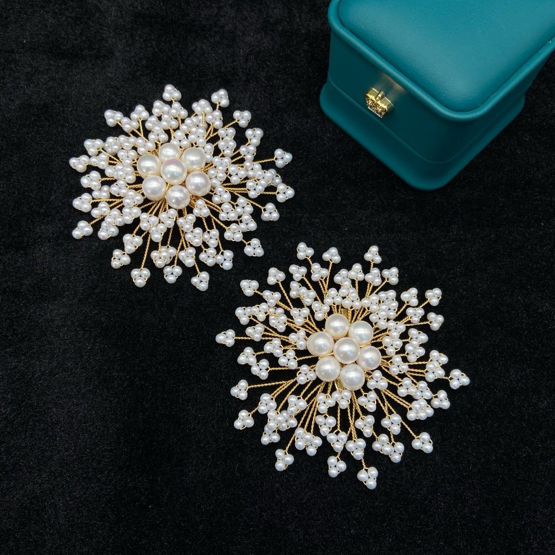 High quality white color freshwater pearls brooch
