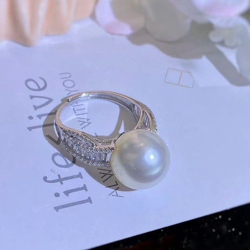 High quality aurora white color Edison pearl ring