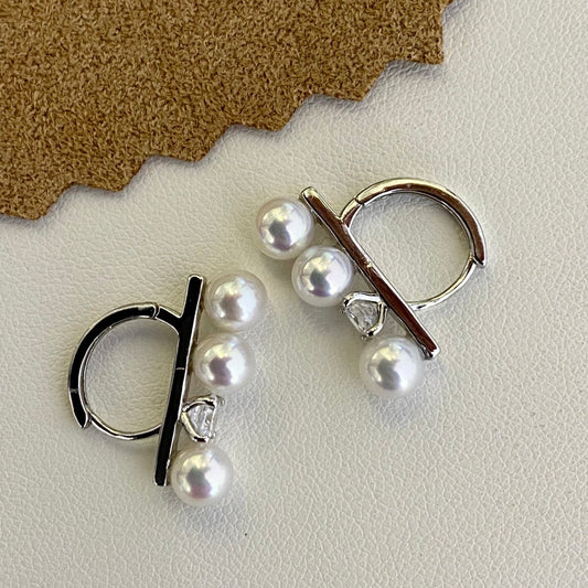 High quality aurora white freshwater pearls earrings