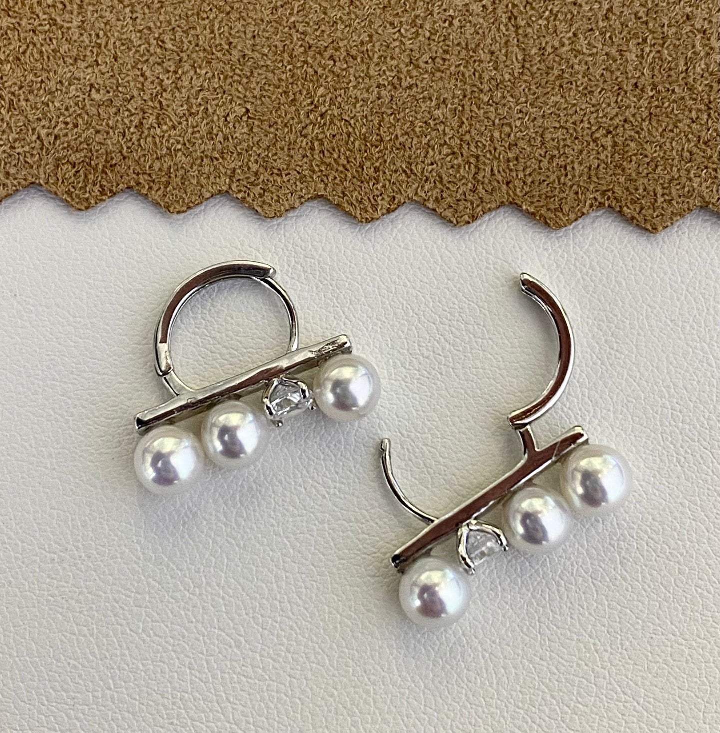 High quality aurora white freshwater pearls earrings
