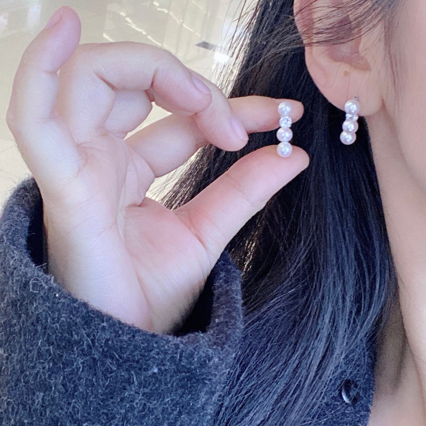 High quality aurora white freshwater pearls earrings