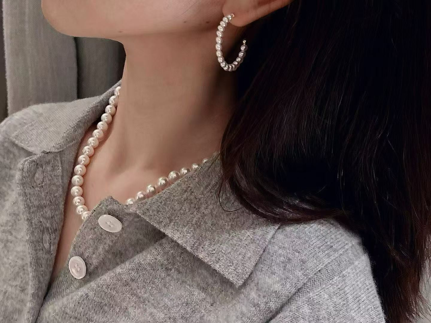 High quality aurora white color freshwater pearls earrings