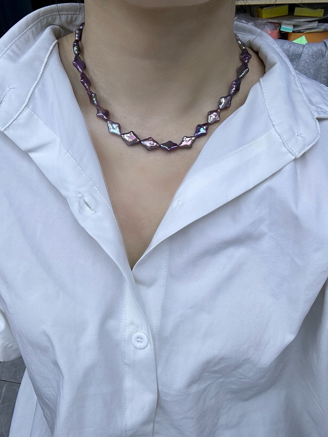 High quality “Star”deep purple color baroque pearls necklace & bracelet a set