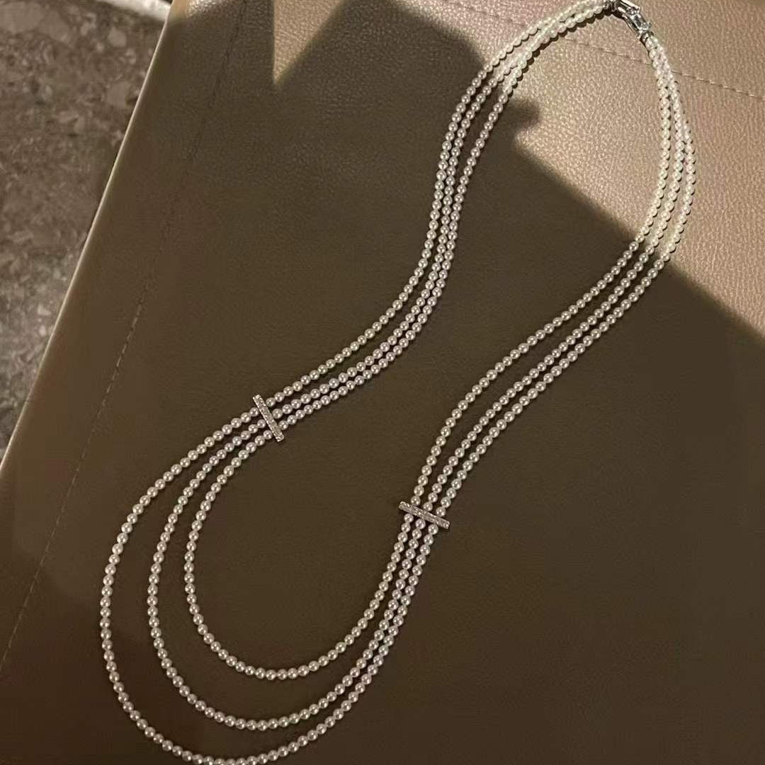 High quality aurora white color freshwater pearls sweater necklace