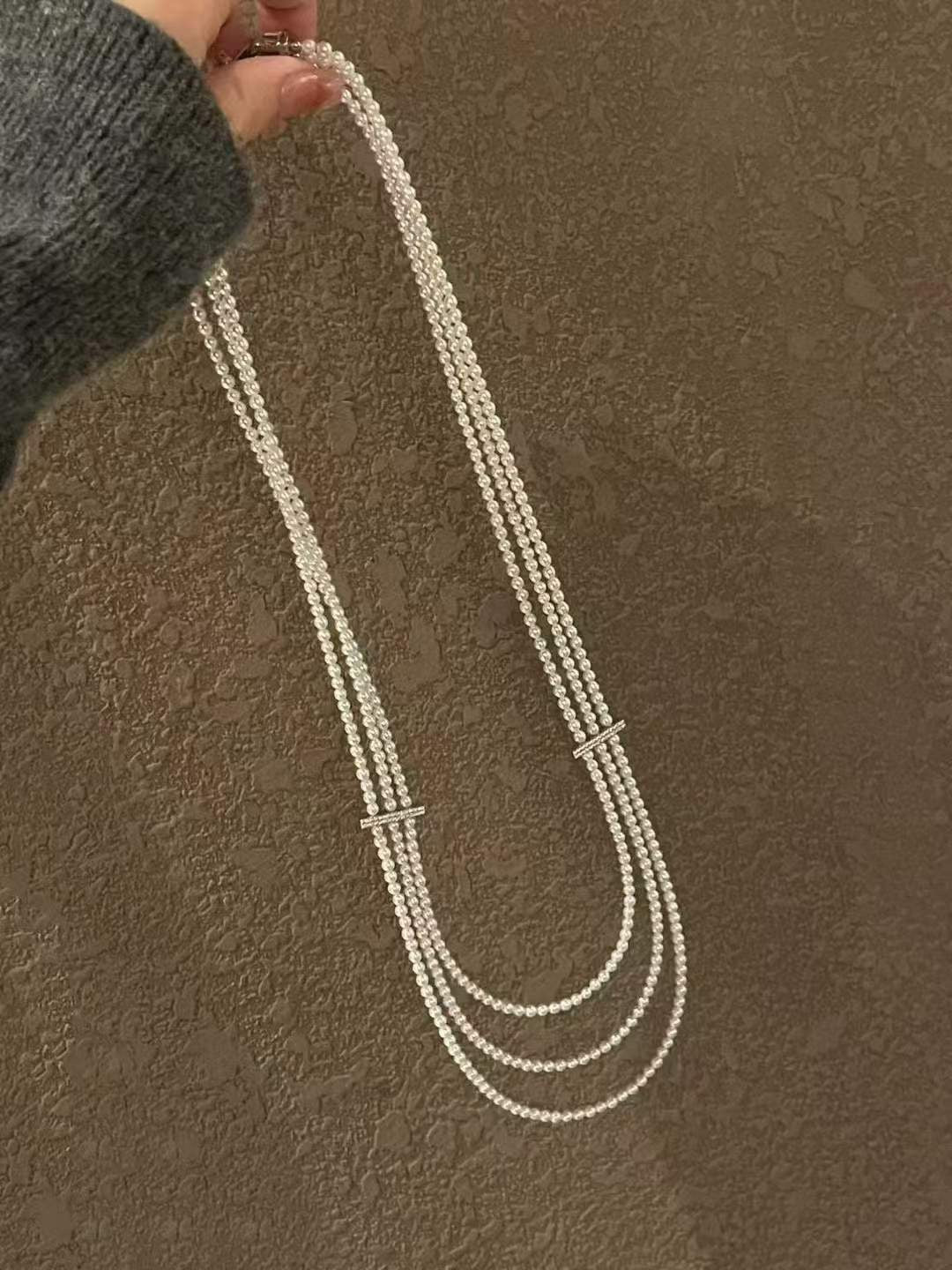 High quality aurora white color freshwater pearls sweater necklace