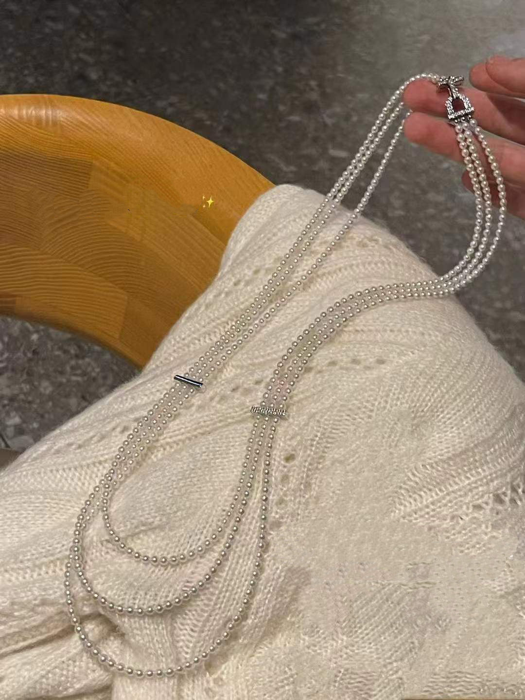 High quality aurora white color freshwater pearls sweater necklace