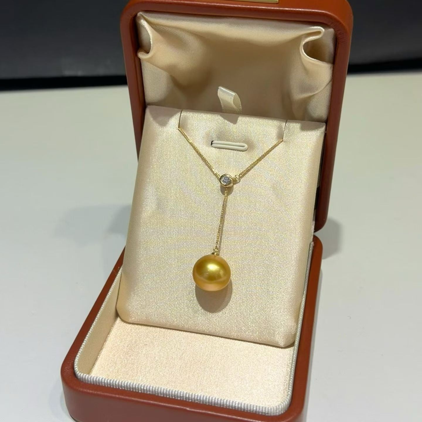 High quality deep gold color Golden southsea pearl pendant