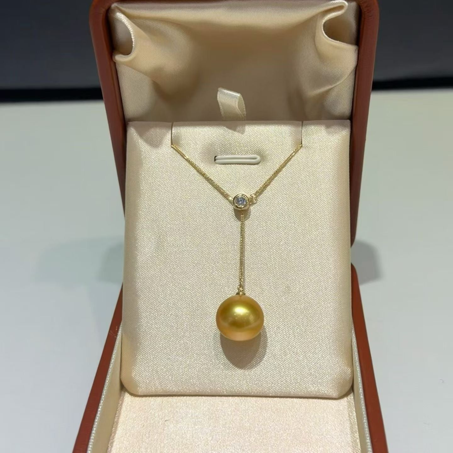 High quality deep gold color Golden southsea pearl pendant