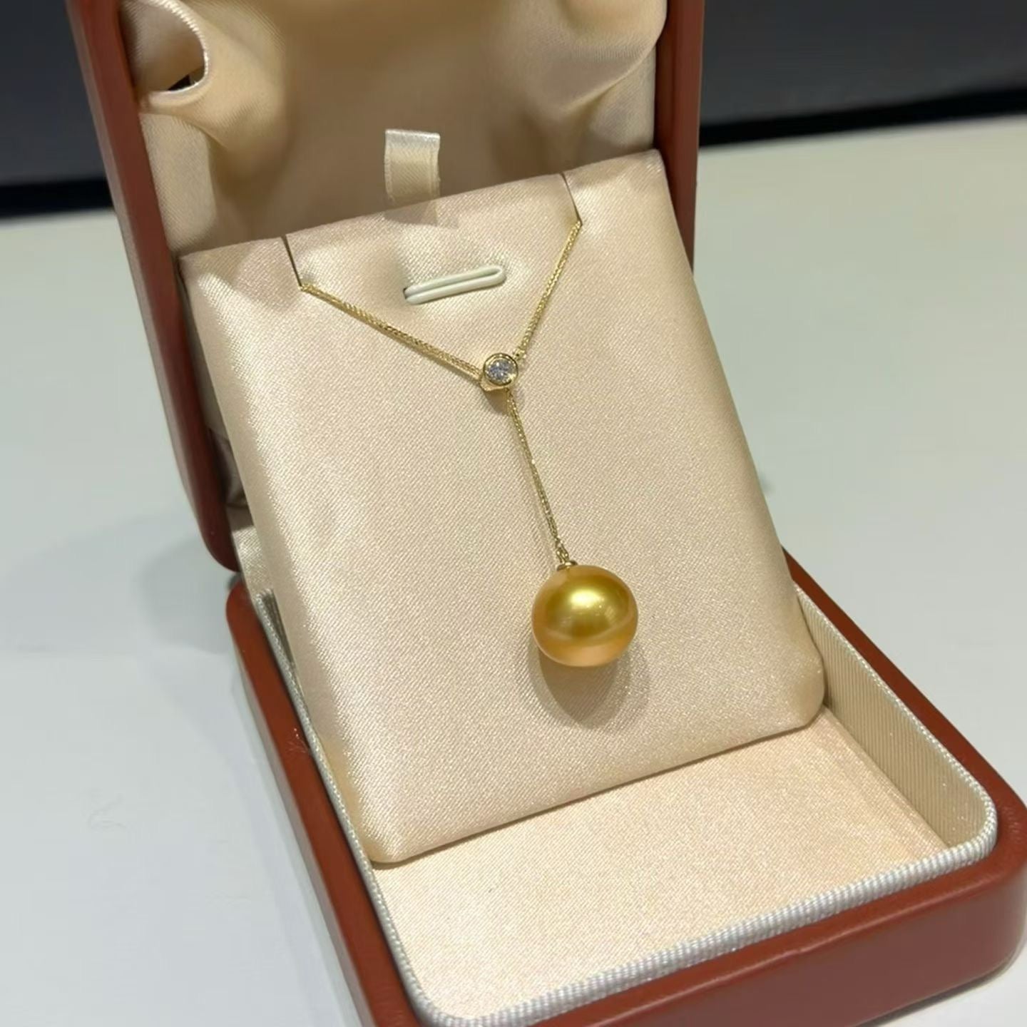 High quality deep gold color Golden southsea pearl pendant