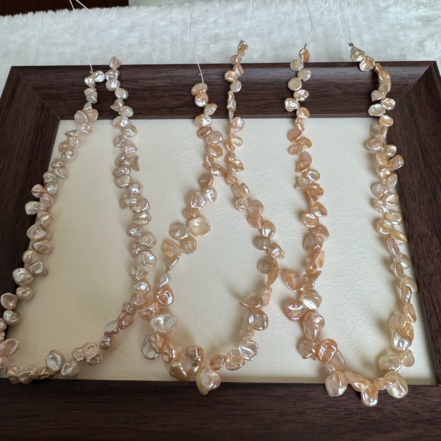 High quality petal shape orange pink color baroque pearls necklace