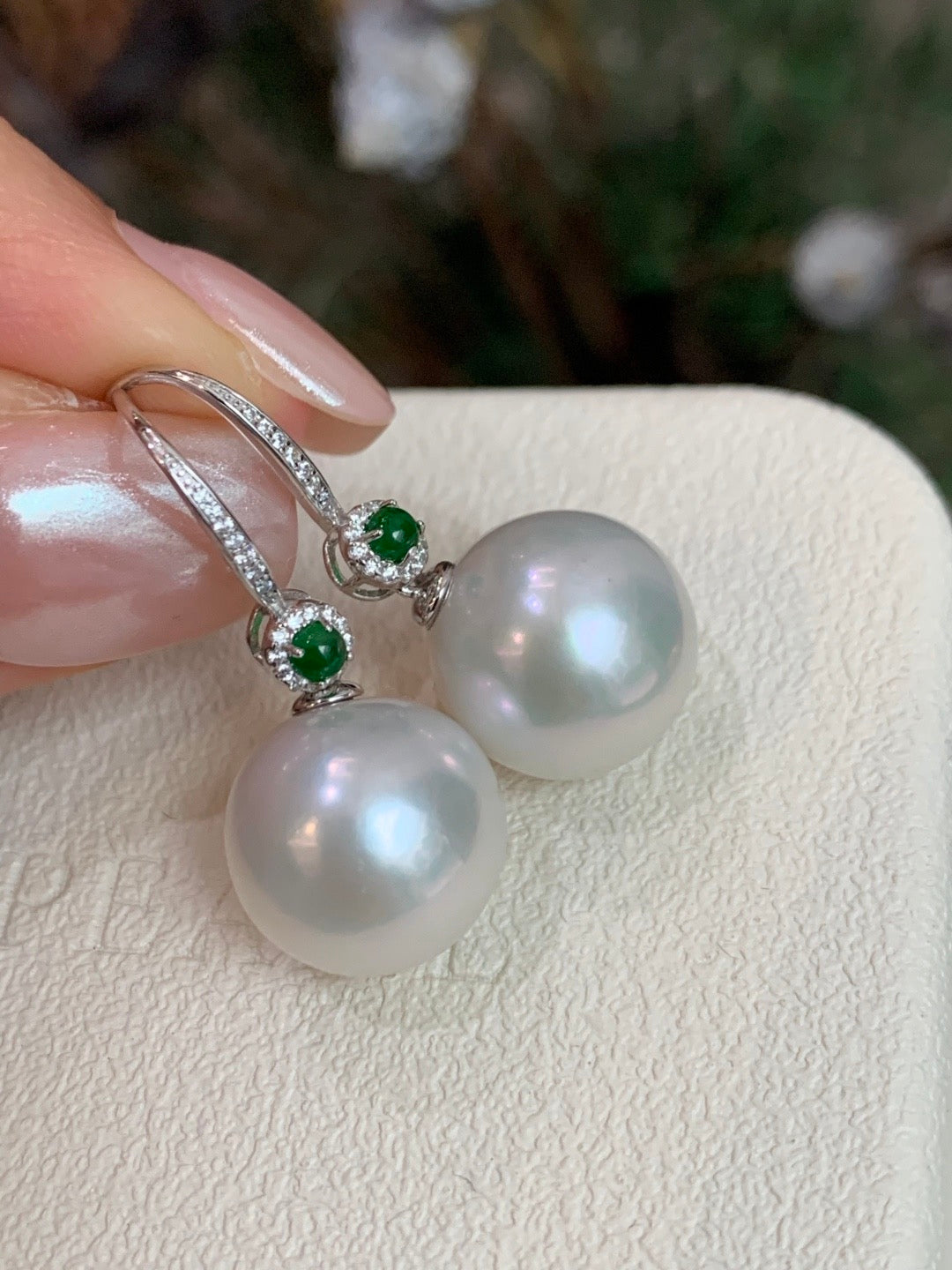 High quality aurora white color Edison pearls earrings