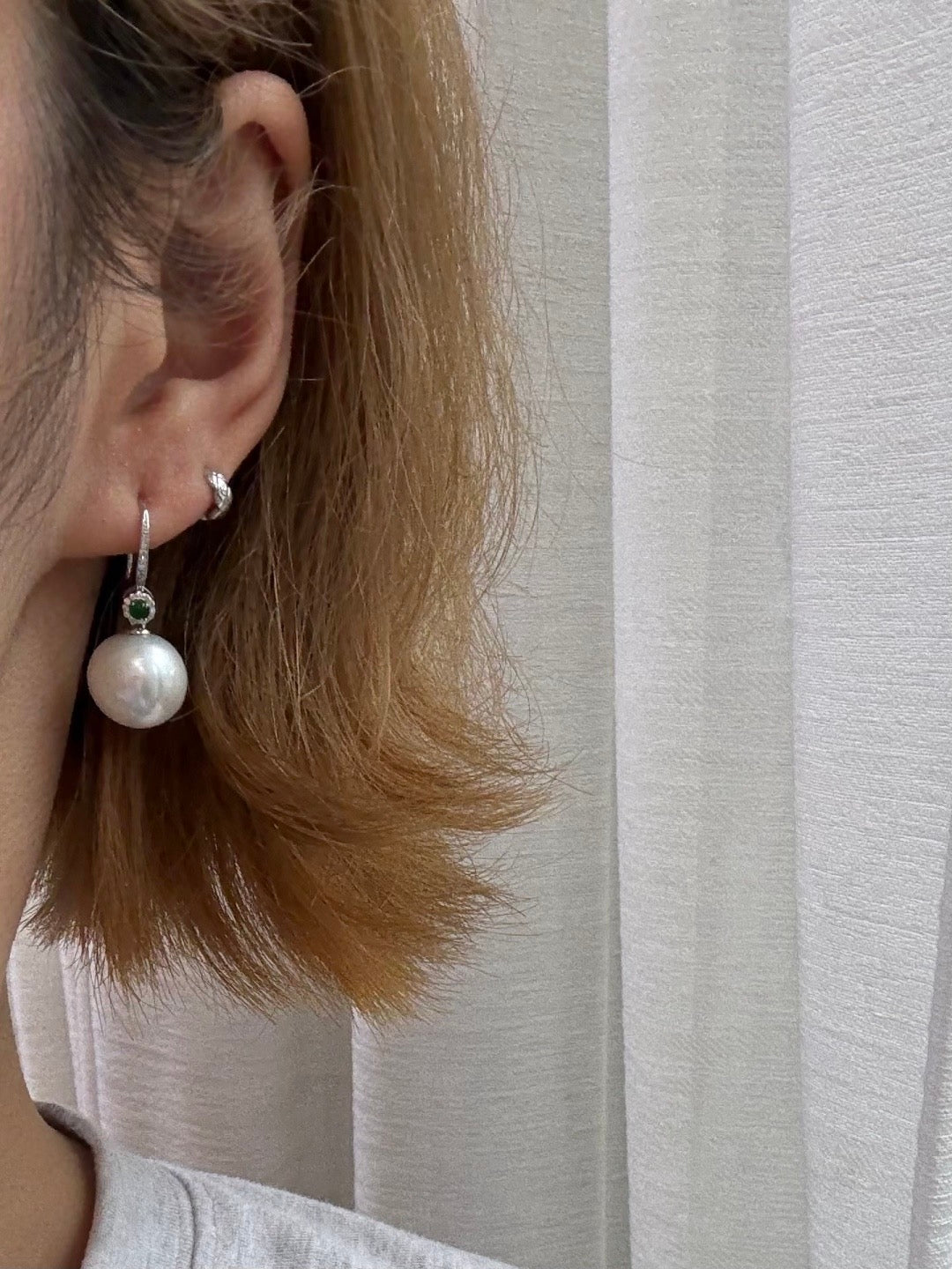 High quality aurora white color Edison pearls earrings