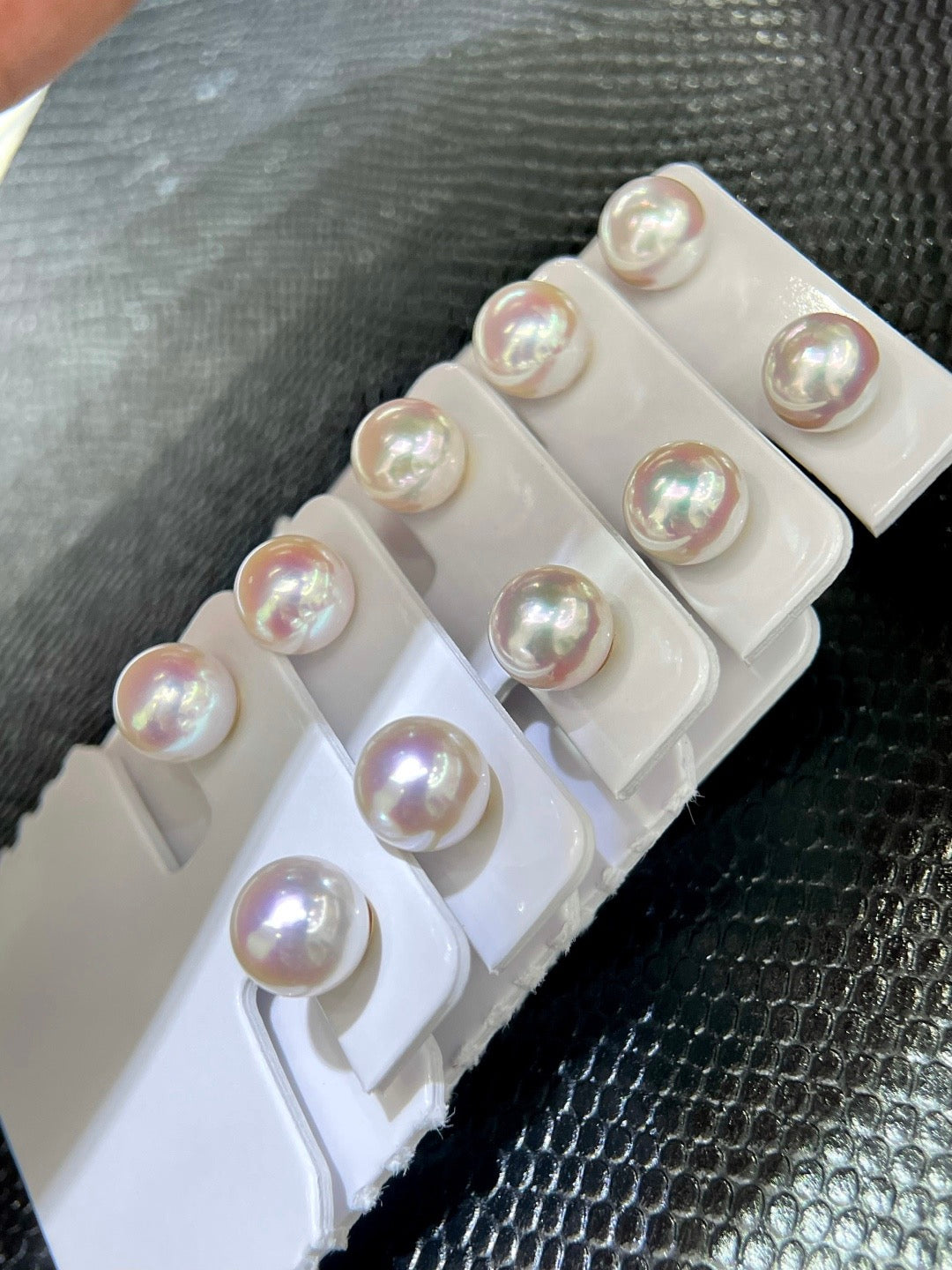 High quality Sakura pink color seawater akoya pearls earrings studs