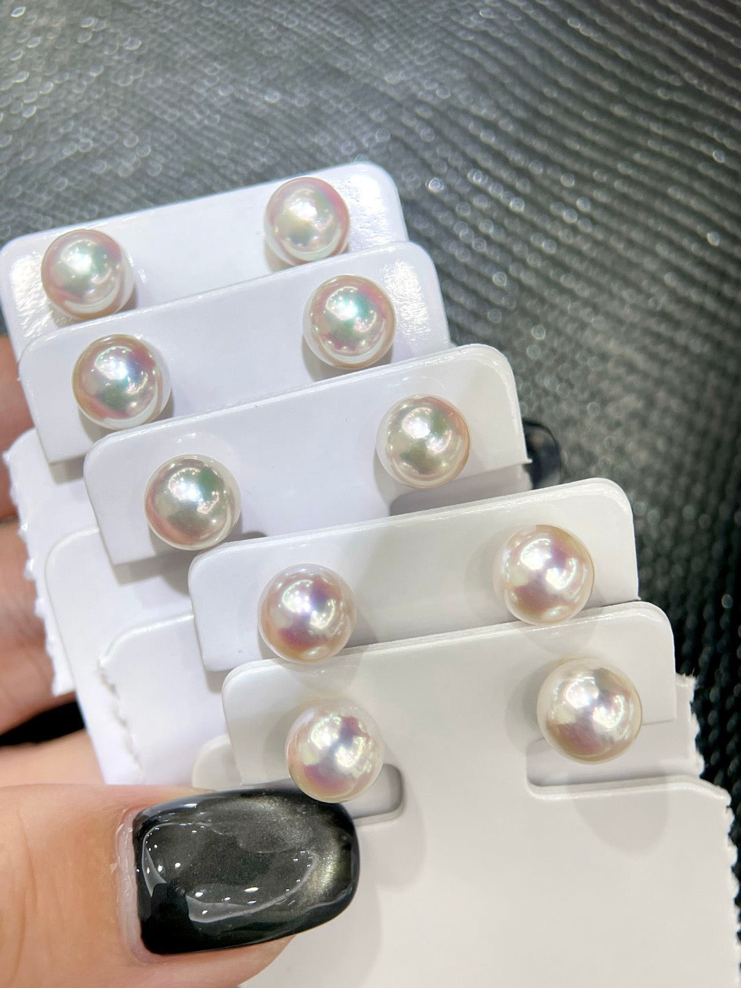 High quality Sakura pink color seawater akoya pearls earrings studs