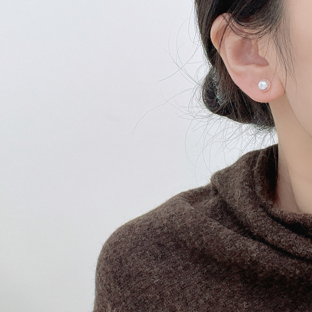 High quality Sakura pink color seawater akoya pearls earrings studs