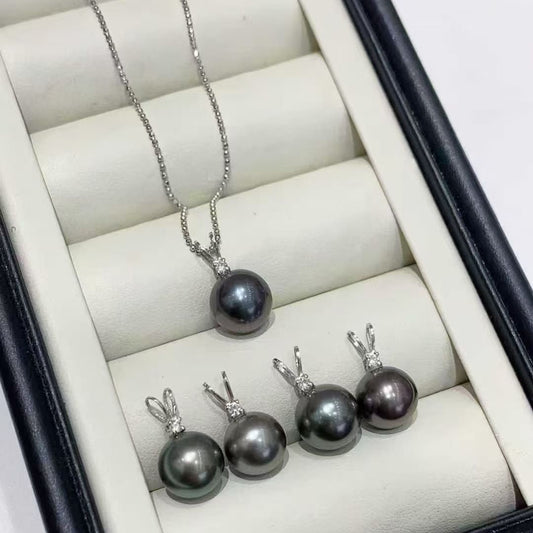 High quality black color Tahitian pearl pendant