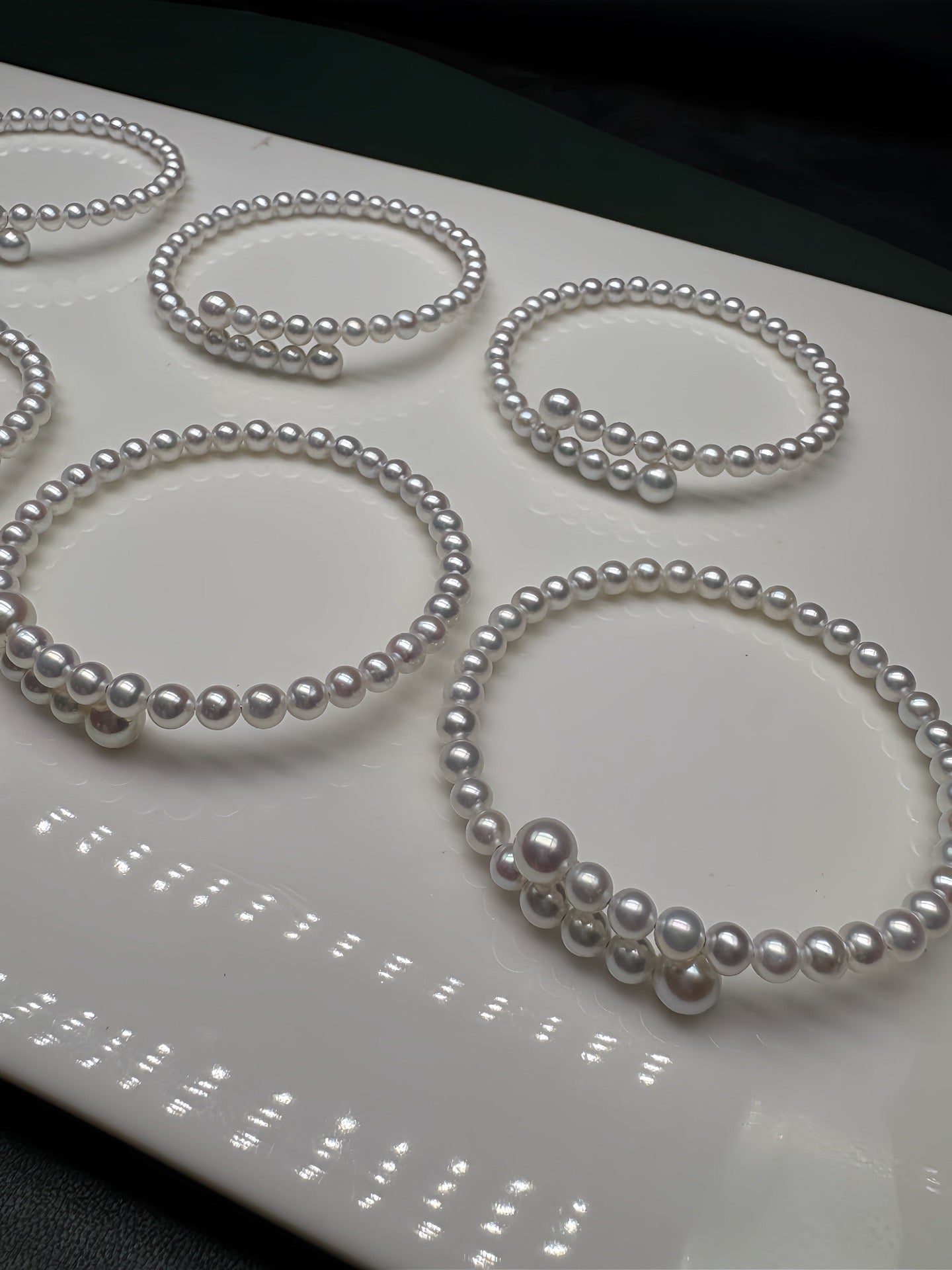 High quality aurora white color freshwater pearls bracelets