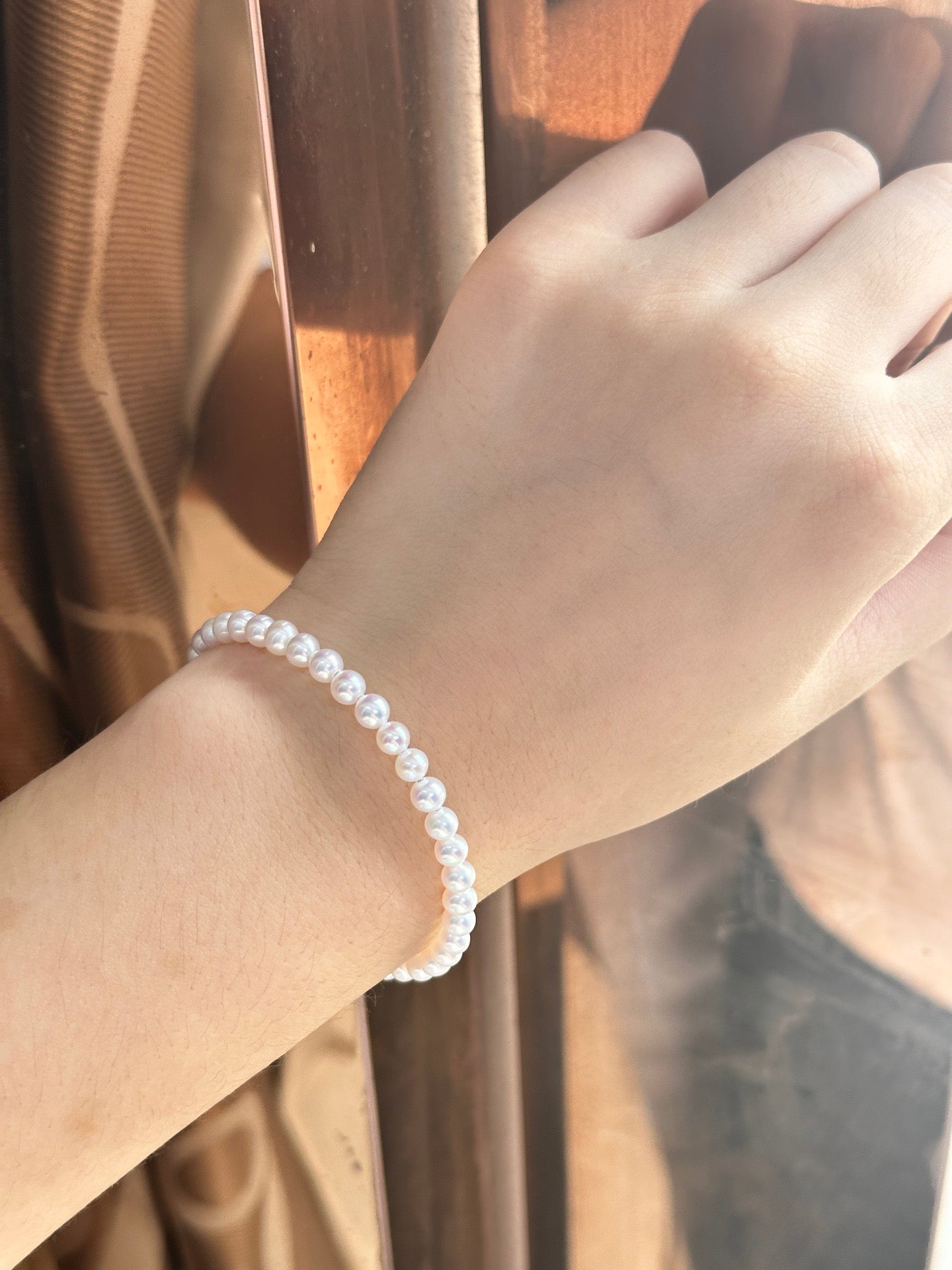 High quality aurora white color freshwater pearls bracelets