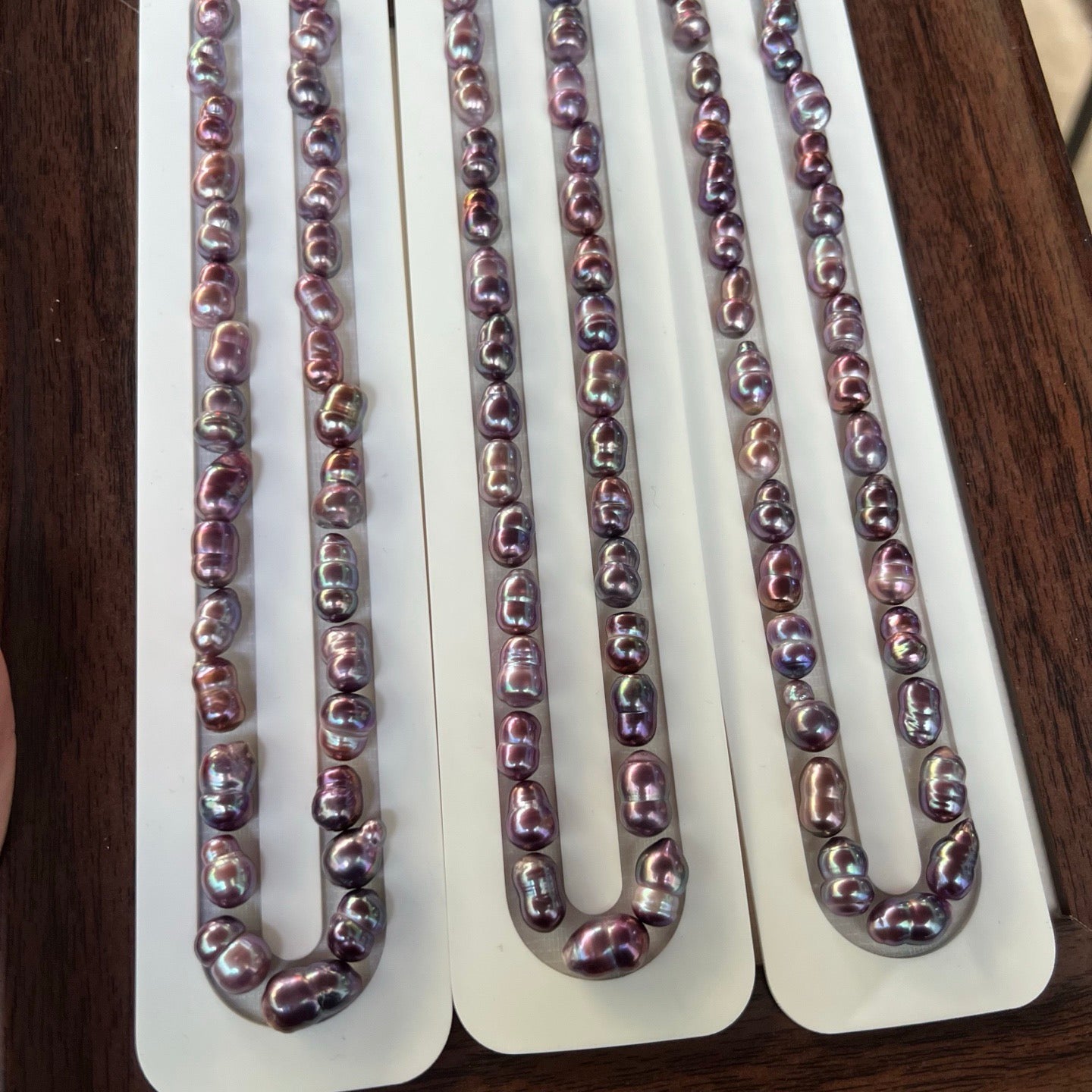 High quality blueberry purple color baroque pearls necklace