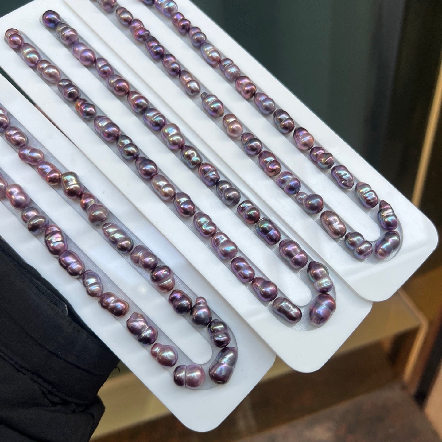 High quality blueberry purple color baroque pearls necklace