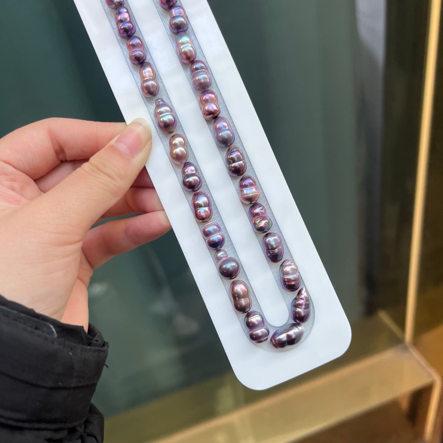 High quality blueberry purple color baroque pearls necklace