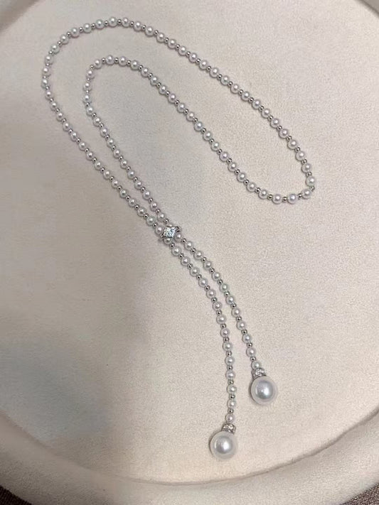 High quality aurora white color freshwater pearls necklace