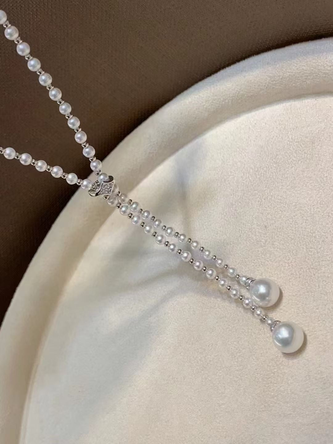 High quality aurora white color freshwater pearls necklace