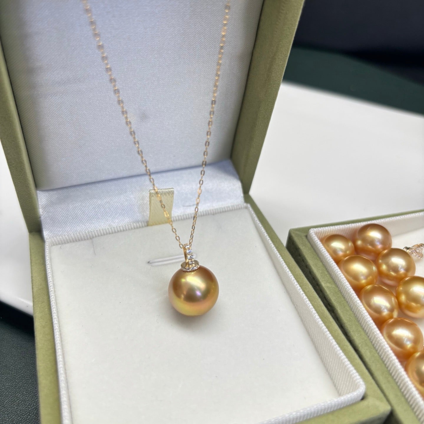 High quality deep gold color Golden southsea pearls pendant