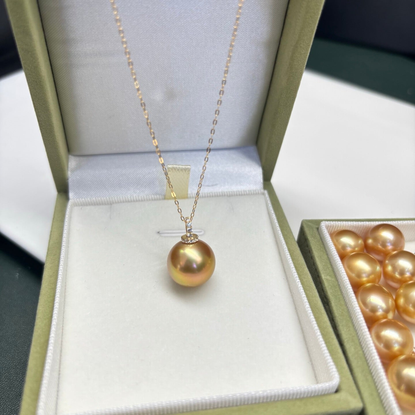 High quality deep gold color Golden southsea pearls pendant