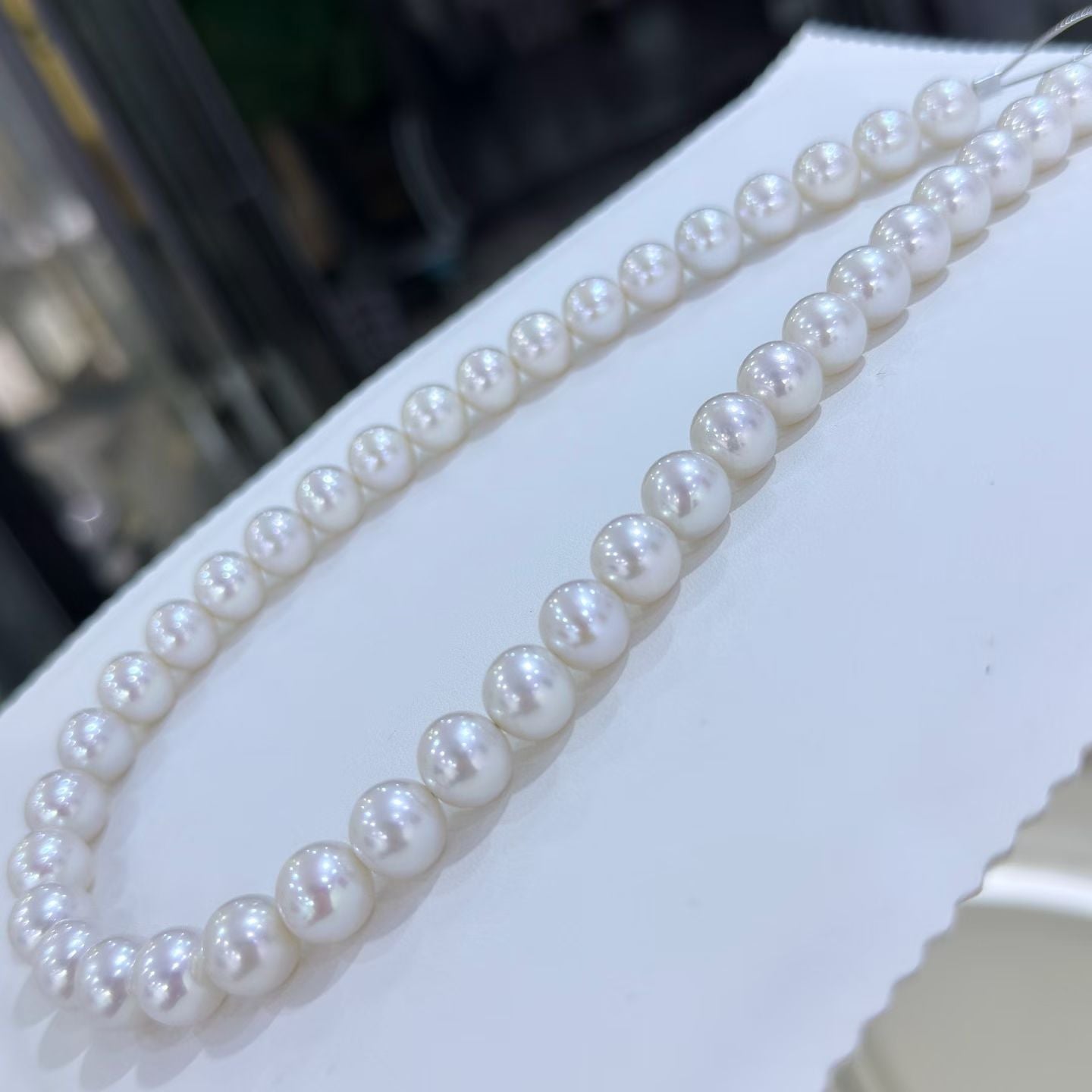 Top quality aurora white color Edison pearls necklace