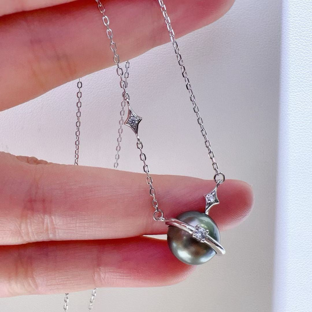 High quality malachite green color Tahitian pearls pendant