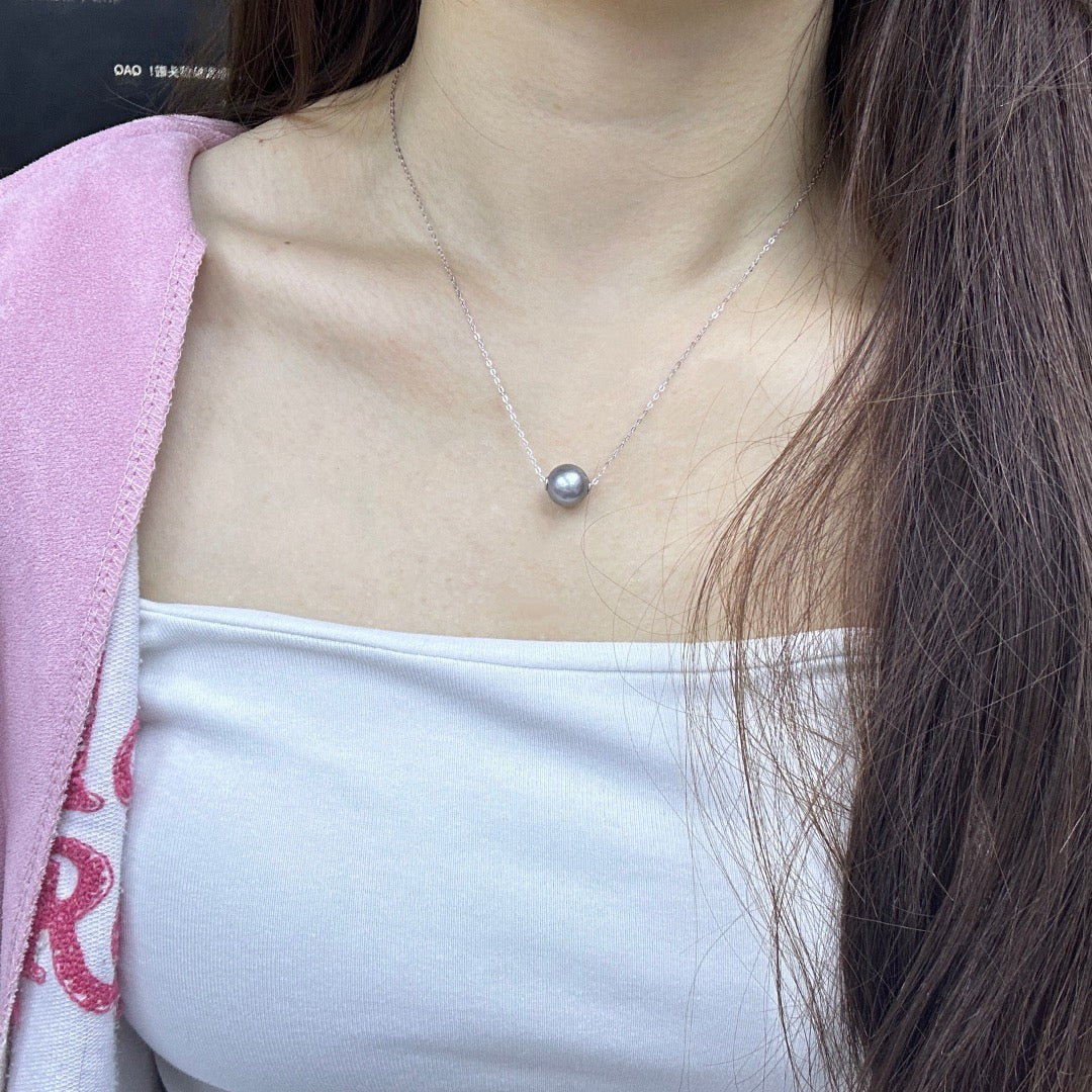 High quality “lulutong”platinum grey color Tahitian pearl pendant